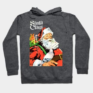 Pigeon delivers a letter to Santa Claus to prepare Merry Christmas gifts Retro Vintage Comic Book Hoodie